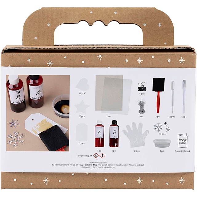 Produktbilde 2 for Mini DIY Kit Cyanotrykk, Gaveetiketter, blå, sølv, 1 pk.