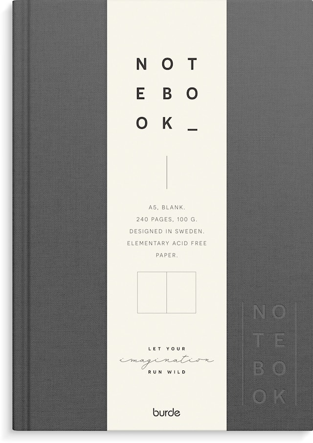 Produktbilde 1 for Notatbok A5 Mørkegrå tekstil, Ulinjert, Burde