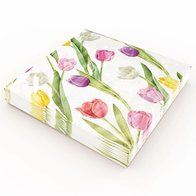 Produktbilde 2 for Middagservietter 20p Tulipaner miksede Ivars i Lanna