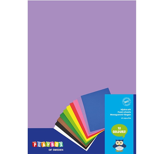 Tuotekuva 1 - Pehmeät arkki eri väreissä 10-pakkauksessa Playbox