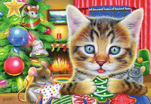 Produktbild 2 för Christmas Kitties Pussel 2x24 Bitar, Ravensburger