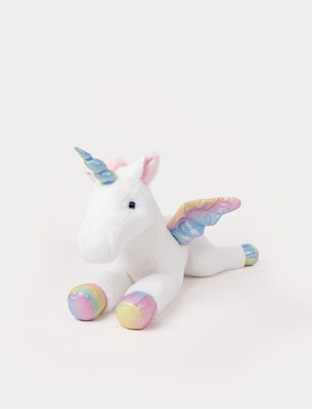 Produktbild 1 för Liggande Enhörning Regnbågsfärgad Gosedjur 60 cm Teddykompaniet