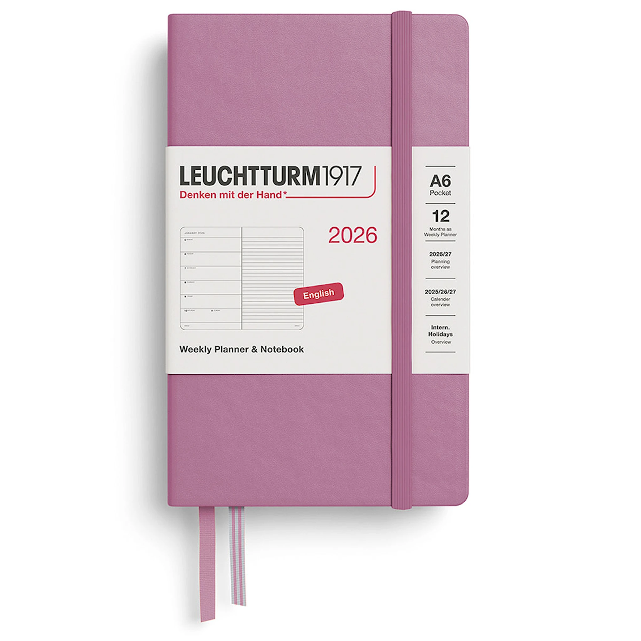 Tuotekuva ille Weekly Planner & Notebook 2026 A6 Dusty Rose Leuchtturm1917