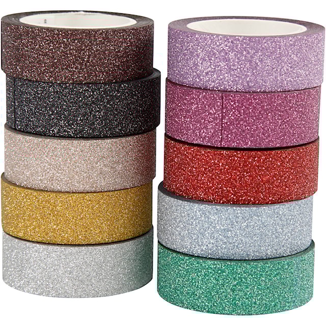 Produktbilde 3 for Glittertape, B: 15 mm, ass. farger, 10x6 m/ 1 pk.