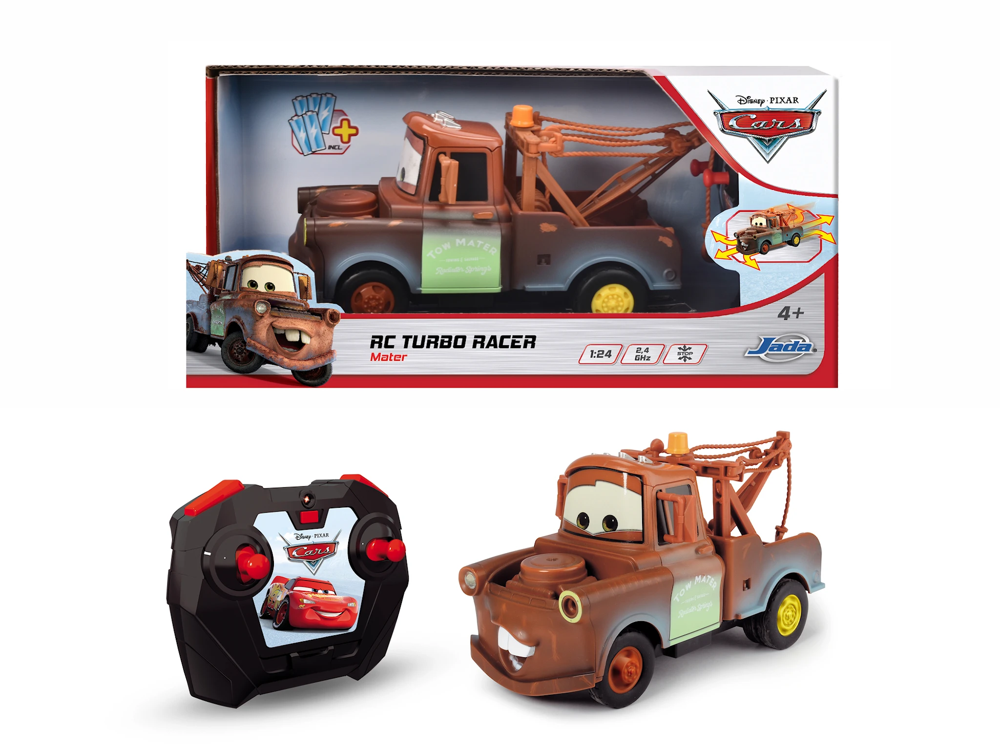 Produktbild för Jada Toys Disney Bilar Radiostyrd Bärgarn Turbo Racer 1:24