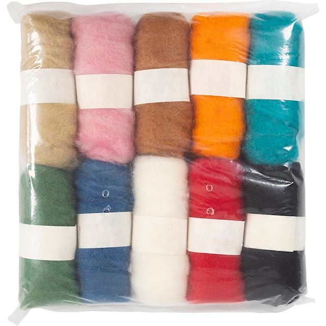 Produktbilde 3 for Kardet Ull, ass. farger, 10x25 g/ 1 pk.