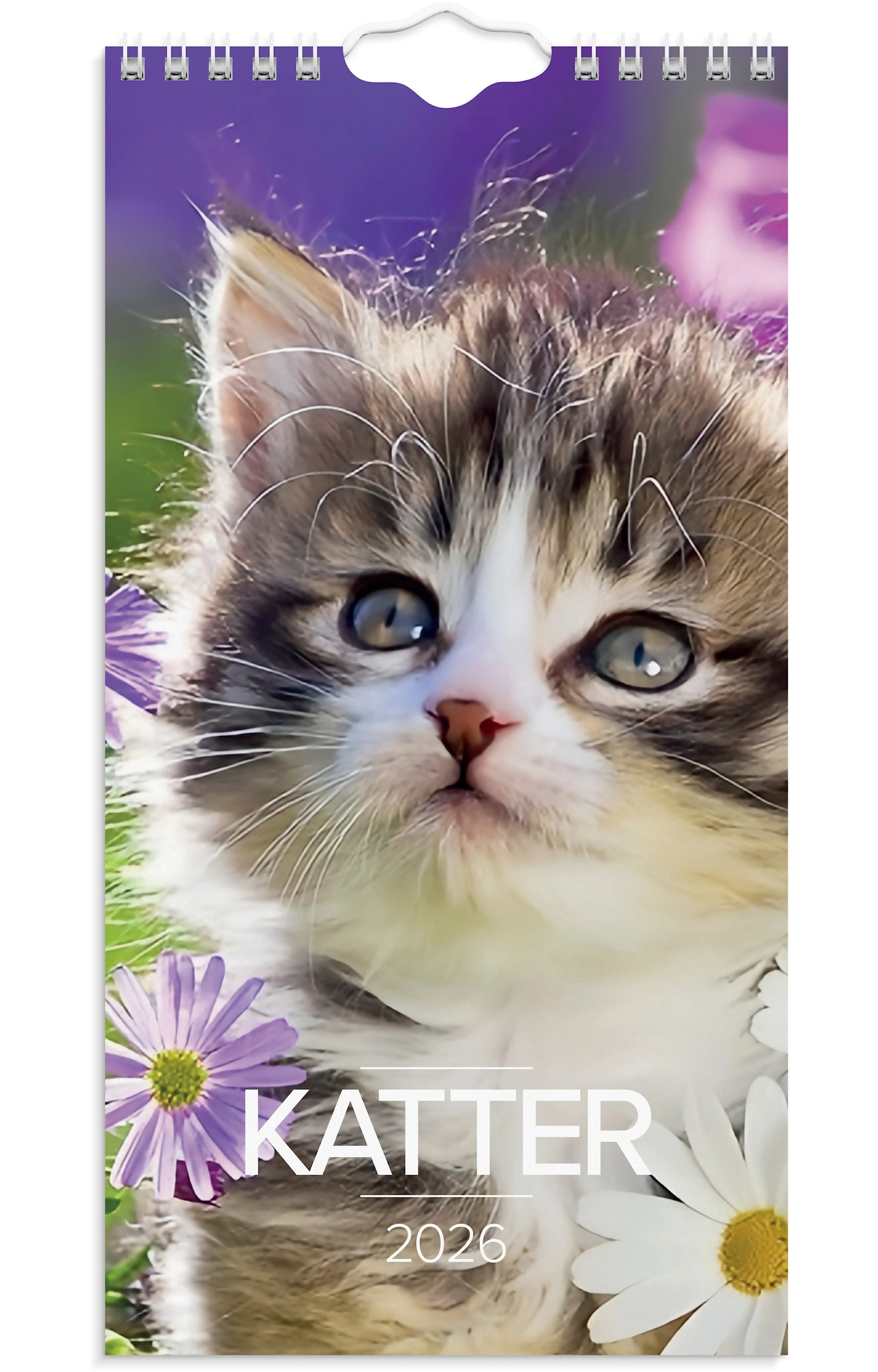 Produktbild för Väggkalender 2026 Liten Kattkalender 120x230 mm Burde