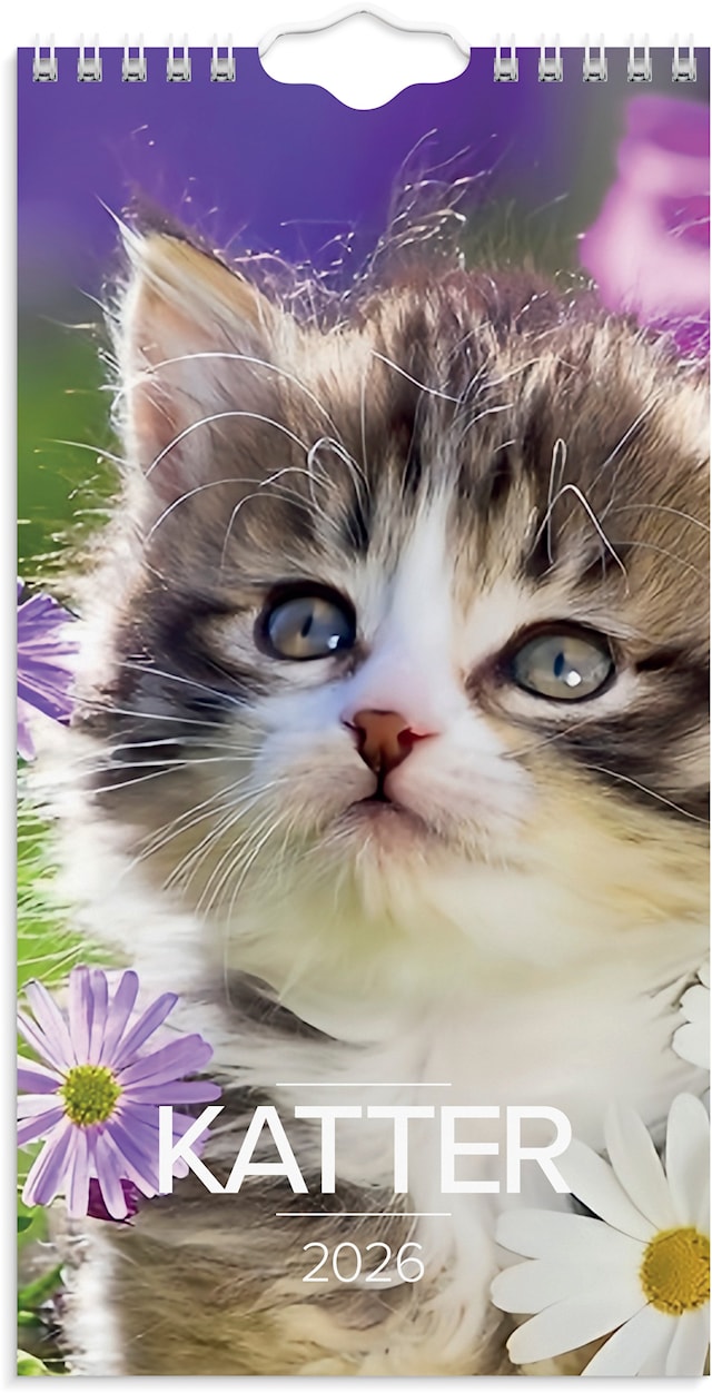 Produktbild 1 för Väggkalender 2026 Liten Kattkalender 120x230 mm Burde