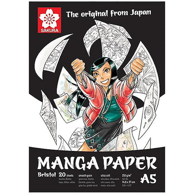 Produktbild 1 för Ritblock Sakura Manga paper pad A5 250g 20 ark