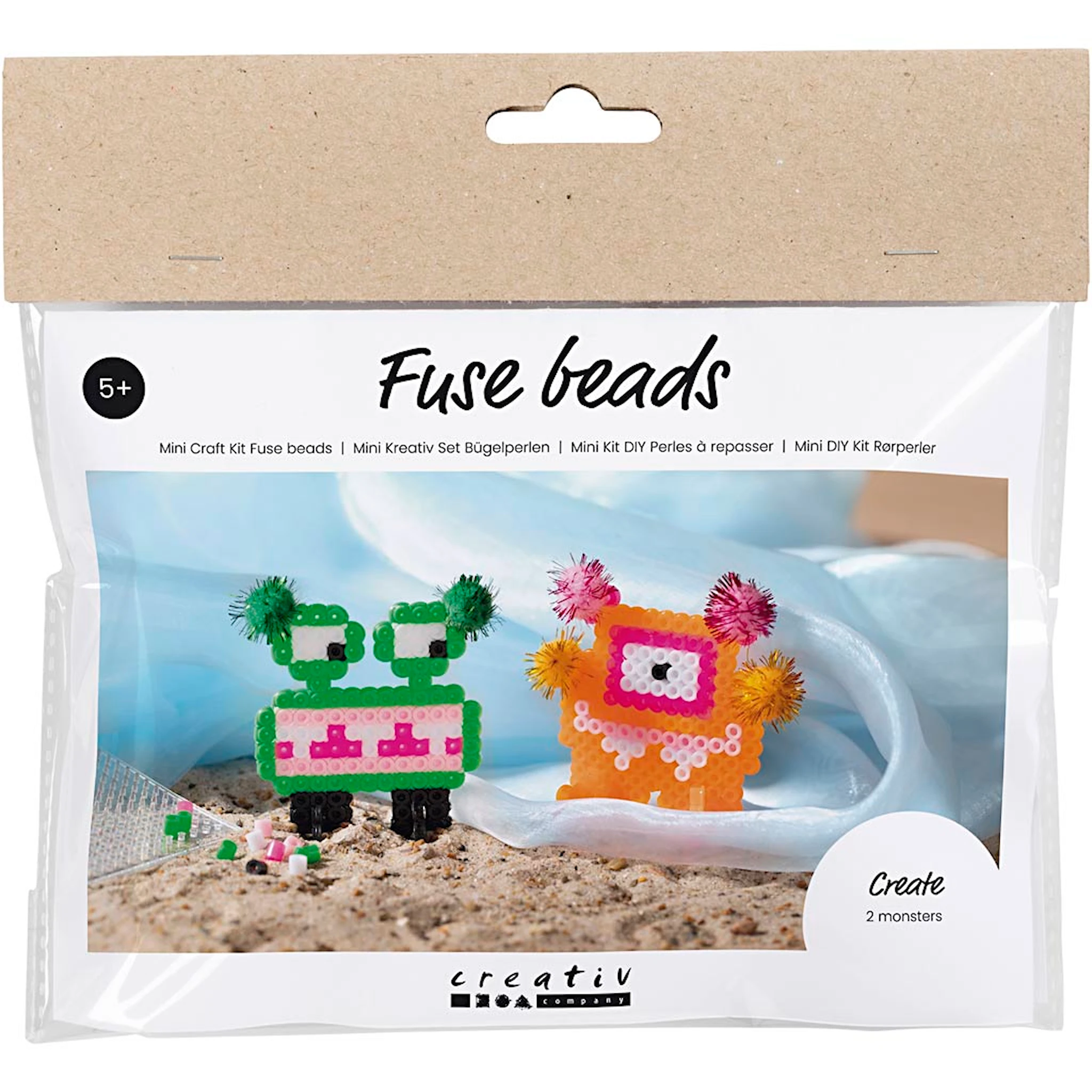 Produktbilde for Mini DIY Kit Rørperler, Monster, ass. farger, 1 pk.