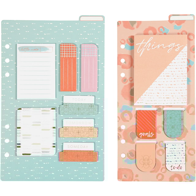 Produktbild 1 för Notisblock och magnetiska bokmärken guld, röd, koral 2 ark