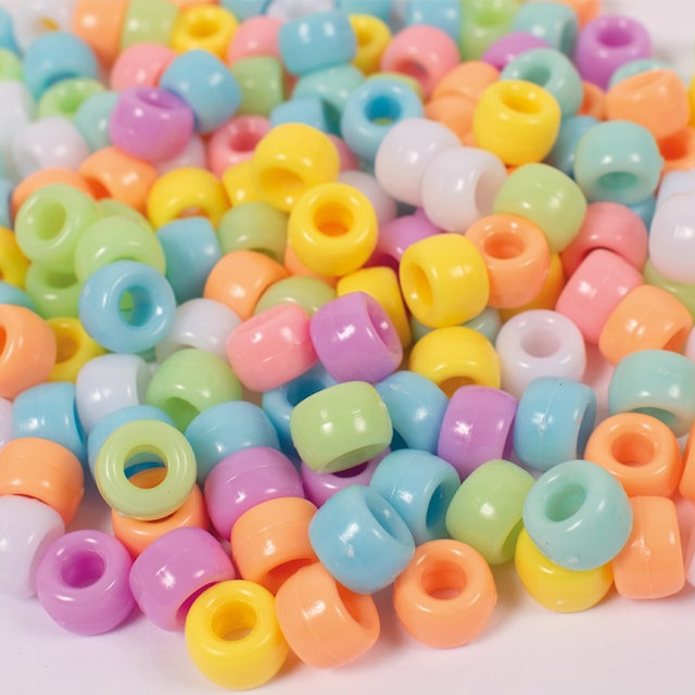 Produktbilde 1 for Plastperler Pastell med store hull Kongo 1000 stk Playbox