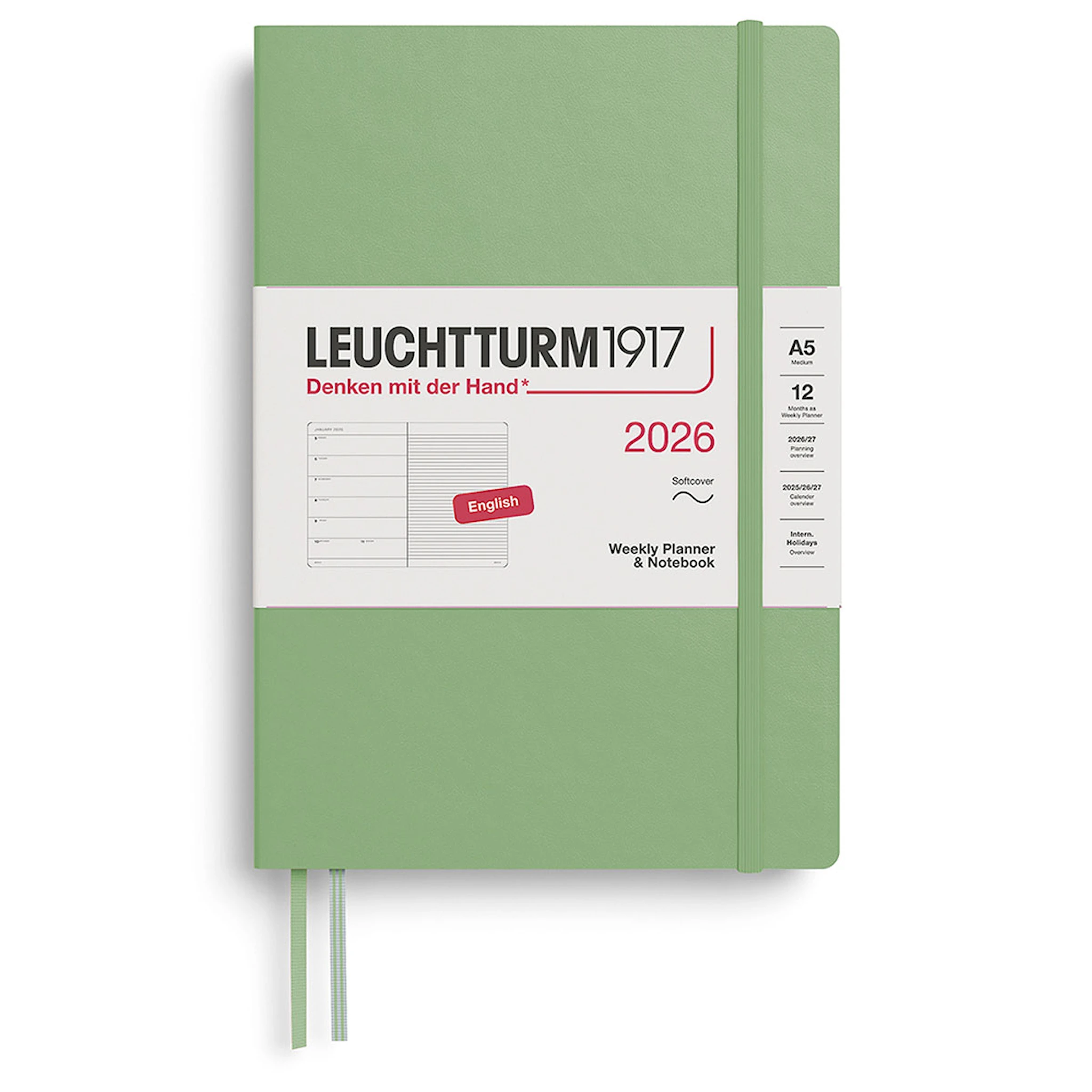 Tuotekuva ille Weekly Planner & Notebook 2026 A5 Soft Sage Leuchtturm1917
