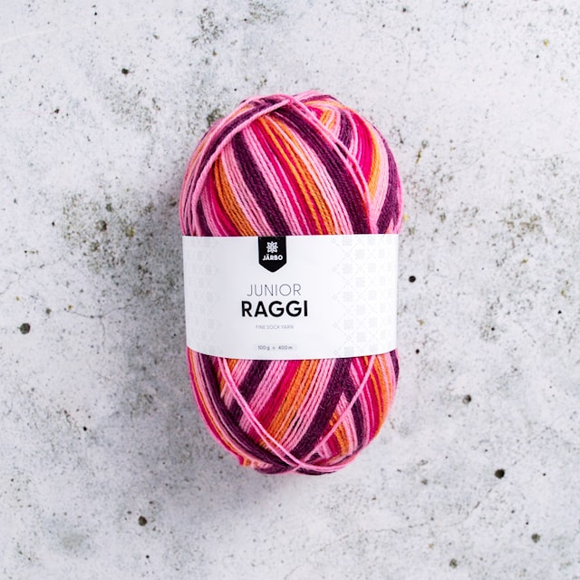 Produktbild 1 för Junior Raggi Garn Ullmix 100 g Berry Band (68436) Järbo