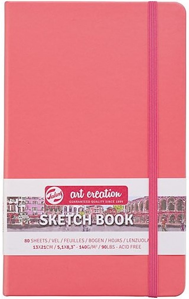 Produktbild 1 för Skissbok Coral Red 13x21 cm 140g 80 creme vita sidor Talens Art Creation