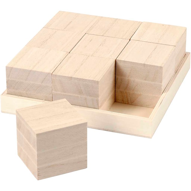 Produktbild 2 för Träklossar 4x4x4 cm Kejsarträ 9 st