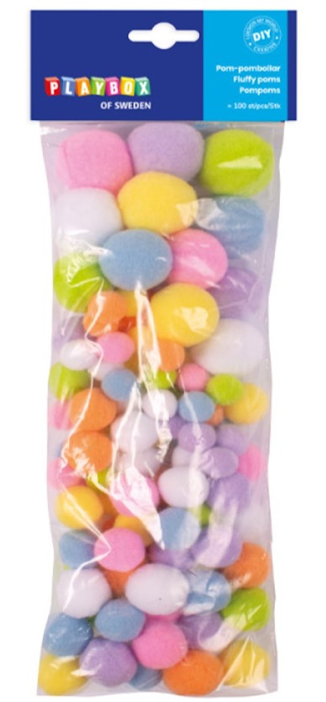 Produktbilde 2 for Pomponer Pastellfarger 100-pakning Playbox