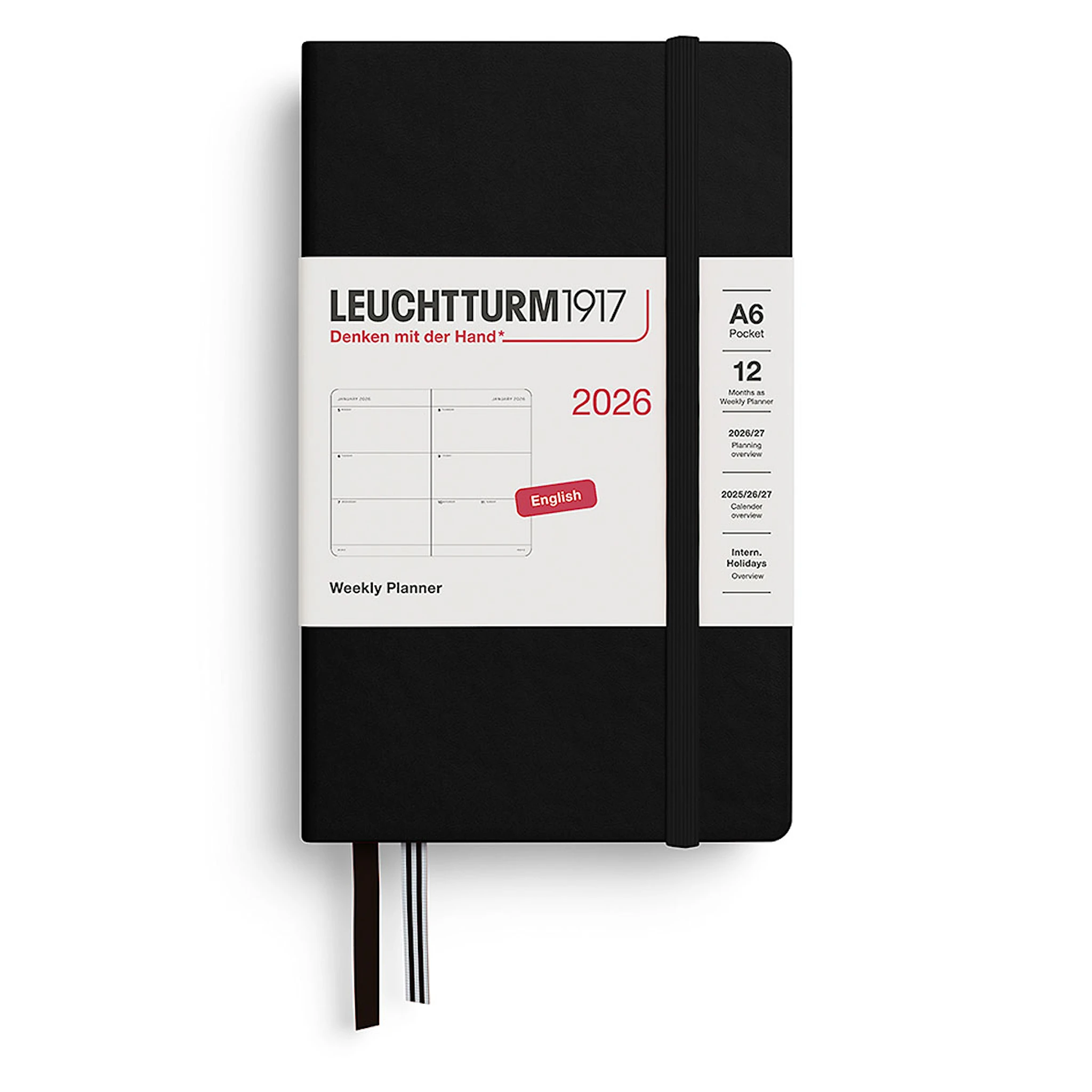 Produktbilde for Weekly Planner 2026 A6 Black Leuchtturm1917