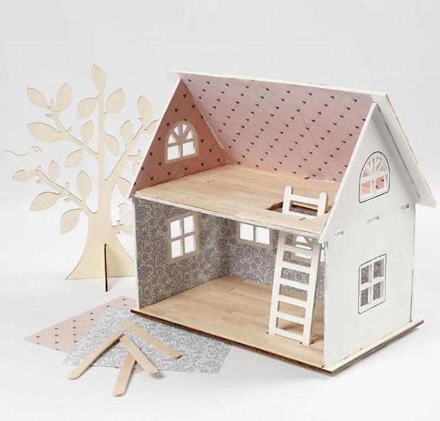 Produktbild 4 för Dockhus i trä sätt-ihop-själv 25x18x27 cm