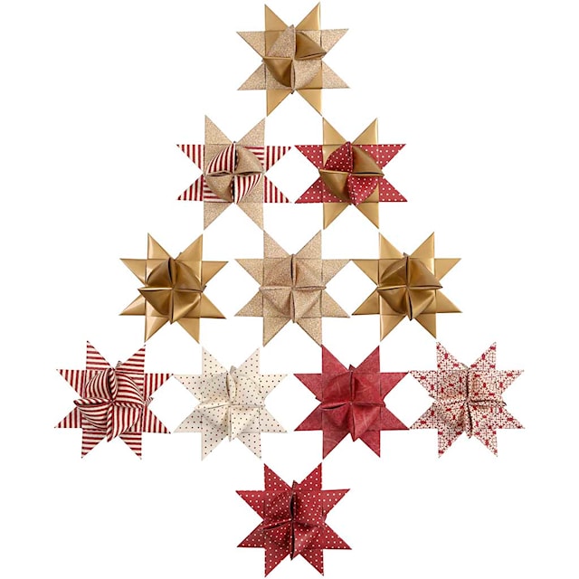 Tuotekuva 9 - Paperitähtisuikaleet, Pit. 44+78 cm, halk. 6,5+11,5 cm, Lev: 15+25 mm, punainen, valkoinen, 60 suikaleet/ 1 pkt