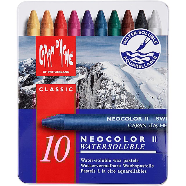 Tuotekuva 1 - CARAN D’ACHE Caran d'Ache Neocolor II, Pit. 10 cm, paksuus 8,5 mm, värilajitelma, 10 kpl/ 1 pkt