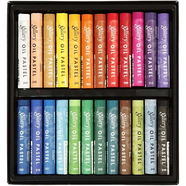 Produktbild 1 för Gallery Oljepastellkritor Premium, L: 7 cm, tjocklek 10 mm, mixade färger, 24 st./ 1 förp.