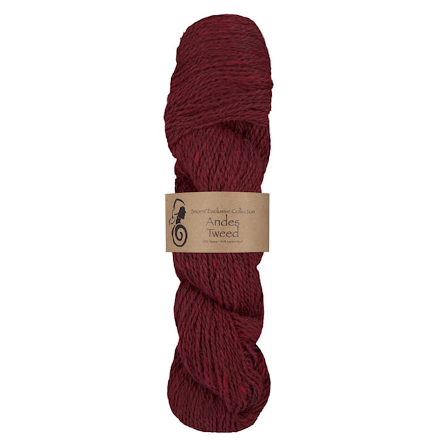 Andes Tweed  Alpaca, ull 50 gr Mørk rød 255, Viking Snorre