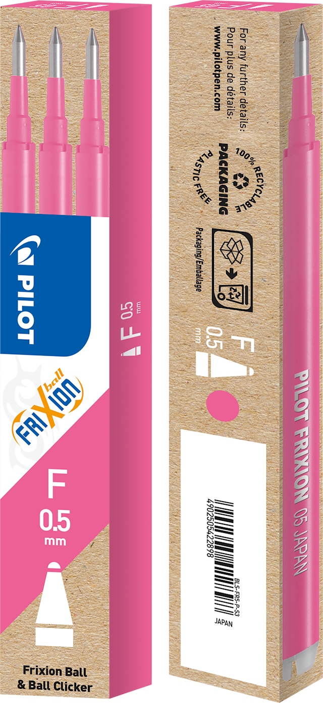 Tuotekuva 2 - Pilot Täyttöpatruuna Refill Frixion Ball Clicker 0,5 mm, vaaleanpunainen, 3 kpl/pakkaus