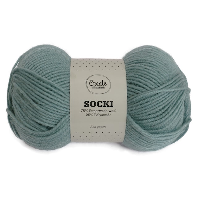 Socki Garn Ensfarget Ullmix 100 g Sea Green A031 Adlibris