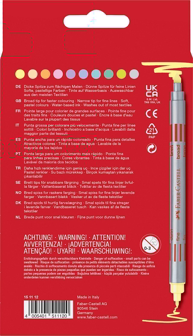 Produktbilde 3 for Tusjpenner med dobbeltspiss Pastell 10-pack Faber Castell