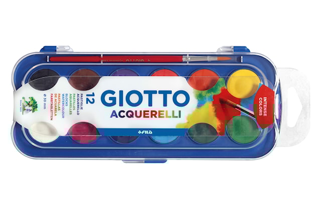 Produktbilde 1 for Akvarellskrin Aquarelli 12 farger Giotto