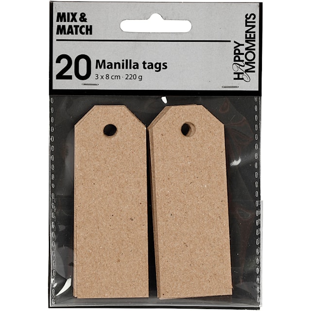 Tuotekuva 2 - Manillaetiketit, koko 3x8 cm, 220 g, luonnonrusk., 20 kpl/ 1 pkt