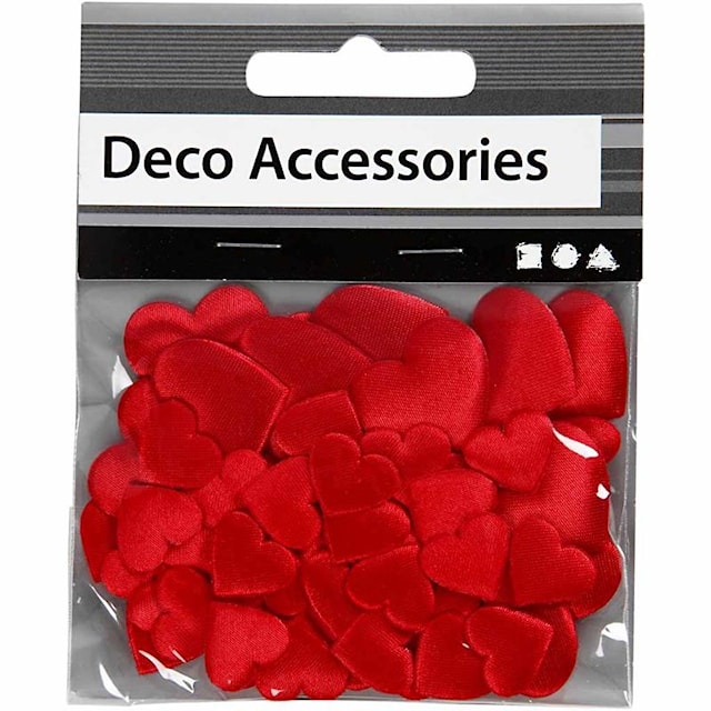 Produktbild 2 för Dekoration Satinhjärta Röd 10+20 mm 70-pack