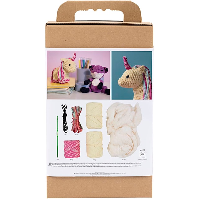 Produktbilde 2 for DIY Kit Amigurumi, Enhjørning, regnbuefarger, 1 pk.
