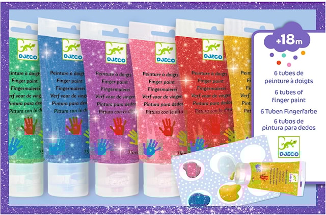 Produktbild 1 för Fingerfärg Glitter från 18 månader 6-pack Djeco