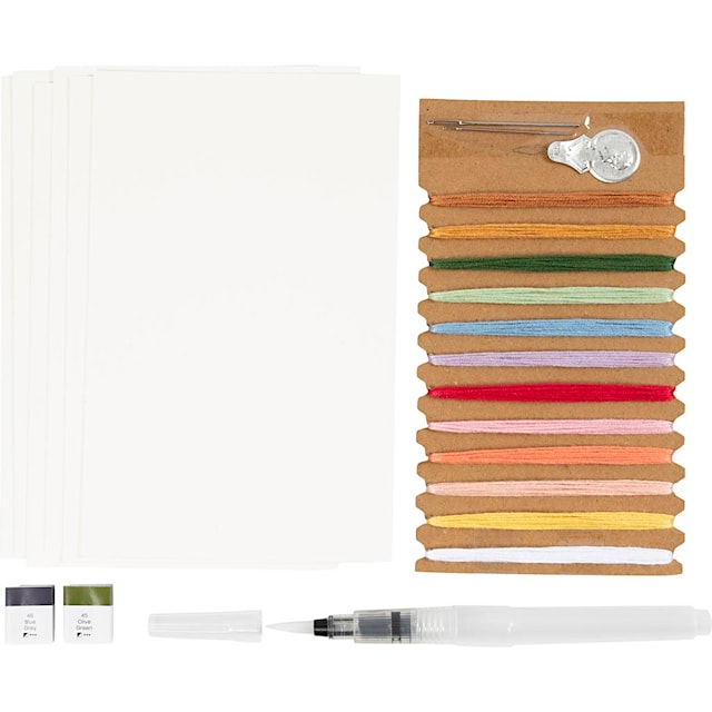 Produktbild 4 för Mini DIY Kit Broderi, Målningar med broderier, mixade färger, 1 förp.