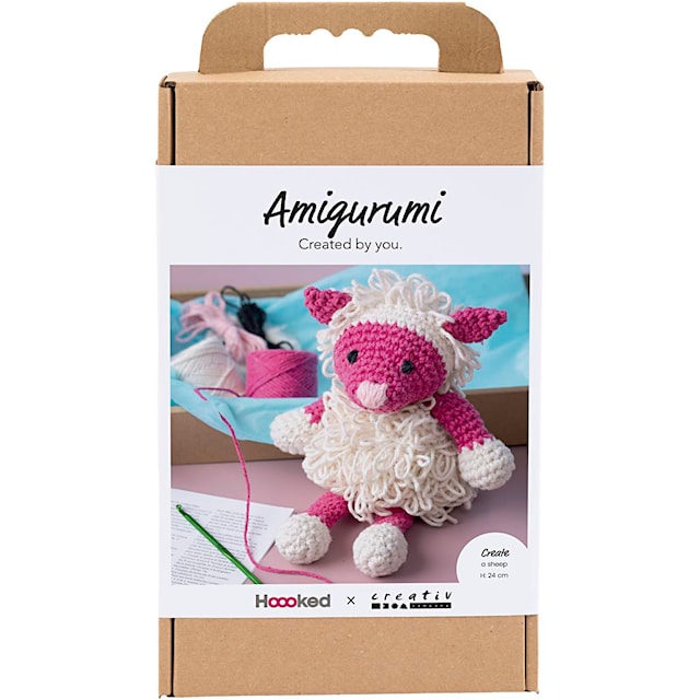 Produktbilde 1 for DIY Kit Amigurumi, Sau, pink, off white, 1 pk.