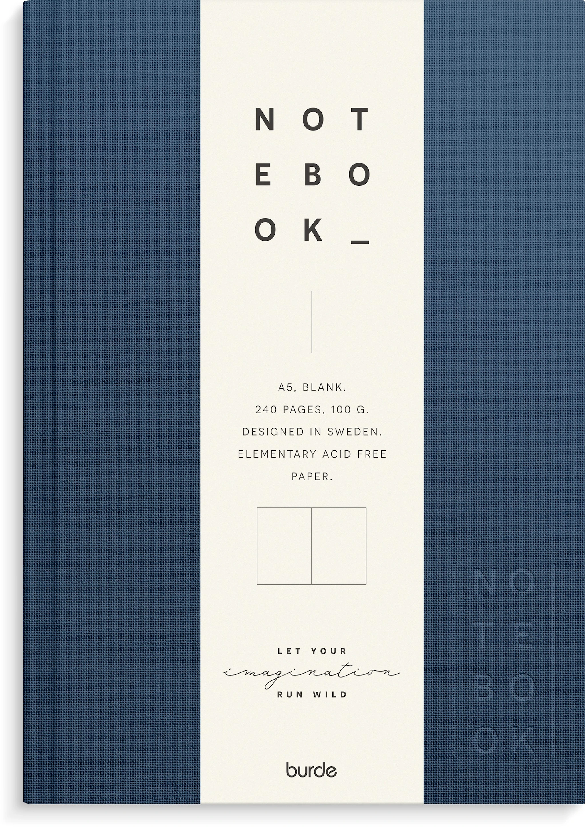 Produktbilde for Notatbok A5 Mørkeblå tekstil, Ulinjert, Burde