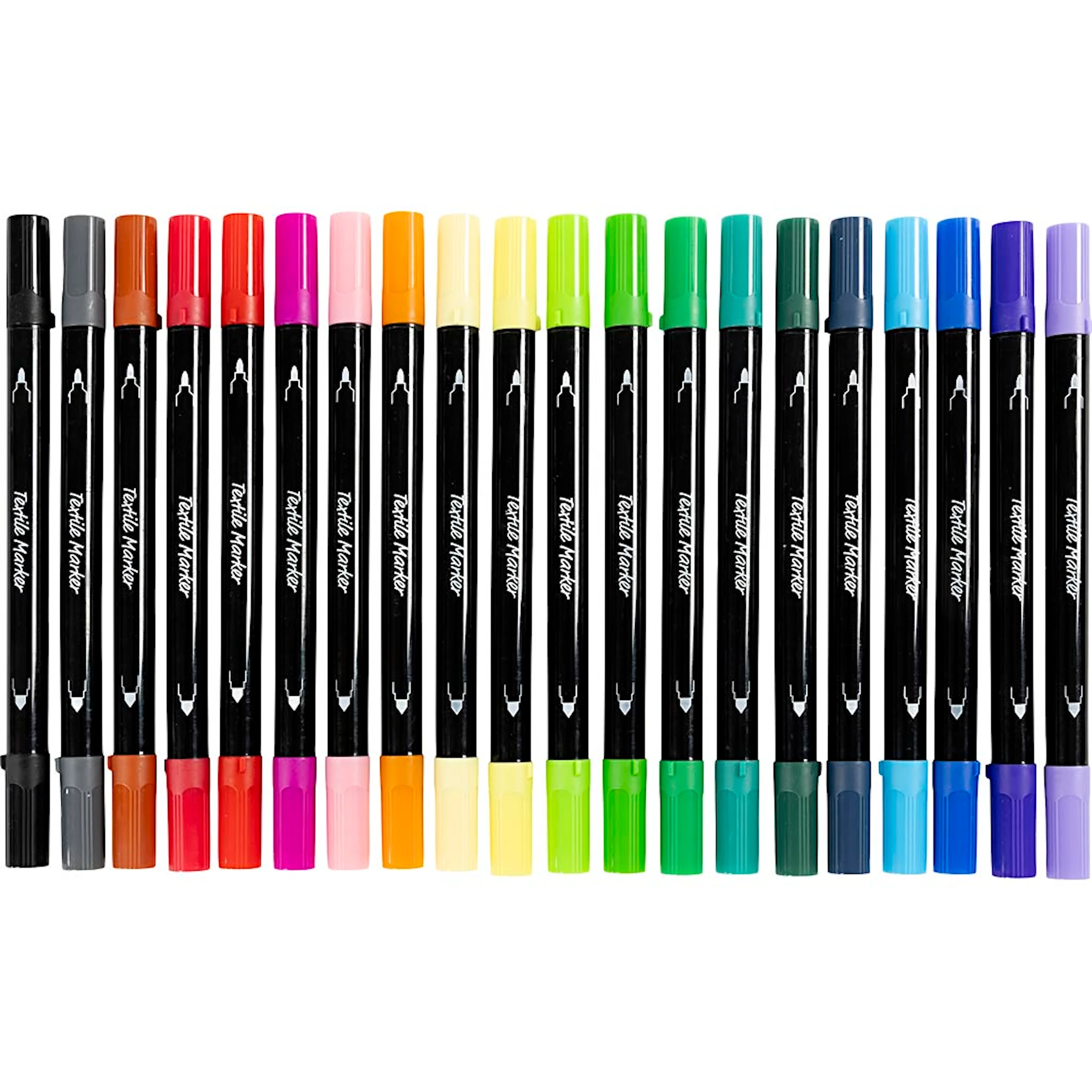 Produktbilde for Tekstiltusjer, strek 2,3+3,6 mm, standardfarger, 20 stk./ 1 pk.