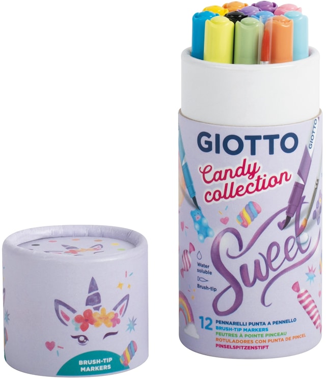 Produktbild 1 för Brushpen Candy Collection i etuirör 12-pack Giotto Turbo