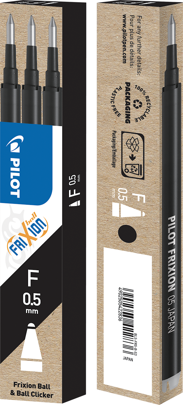 Tuotekuva 2 - Pilot Patruuna Refill Frixion Ball Clicker 0,5 mm, musta, 3 kpl
