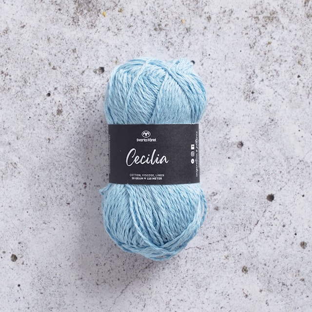 Cecilia Garn Lin- og bomullsmix 50 g lyseblå 65 Svarta Fåret