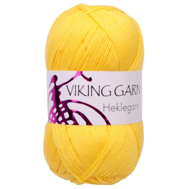 Heklegarn 12/4 Garn Bomull 100 g Gul 845 Viking Garn