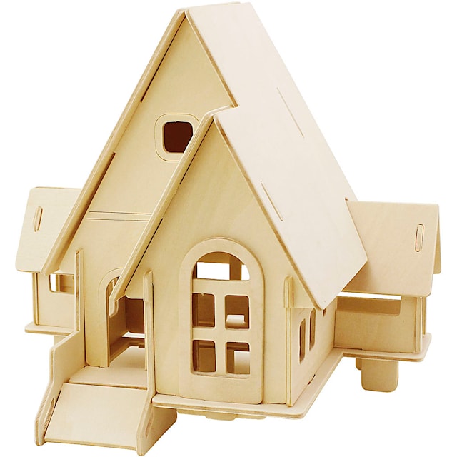 Produktbilde 1 for 3D Konstruksjonsfigur, Hus med kjørerampe, str. 22,5x17,5x20,5, 1 stk.