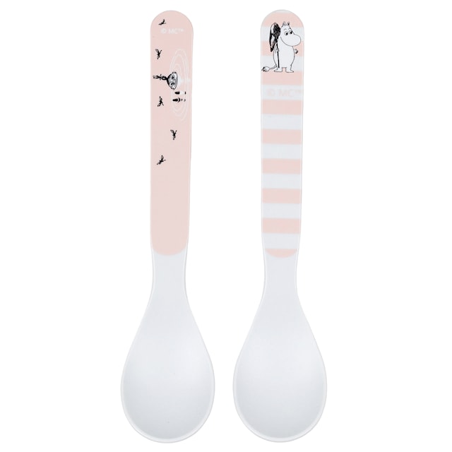 Produktbild 1 för Mumin Vatten & Bad Skedar 2-pack Rosa Rätt Start