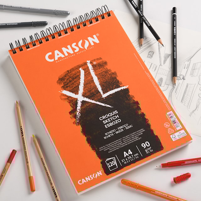 Produktbild 2 för Skiss papper A4 block Croquis, 120 ark 90g, Canson XL
