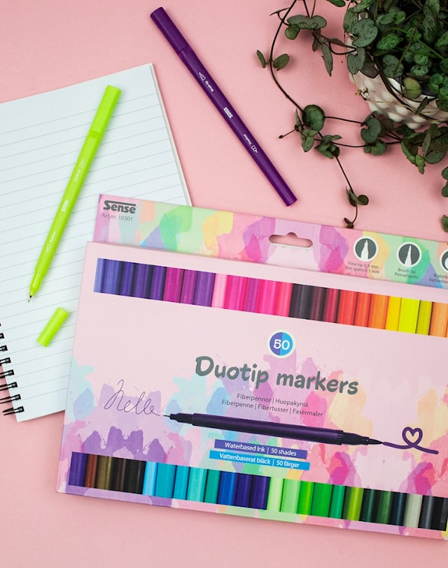 Produktbilde 2 for Dobbeltpissede fiberpenner 50 stk, Sense