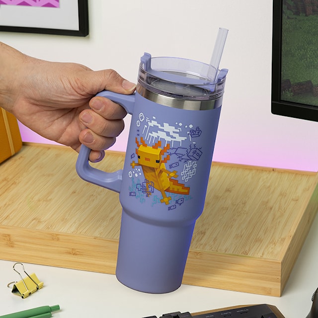 Produktbild 5 för Minecraft Lila 900 ml Isolerad Mugg med Sugrör, Paladone