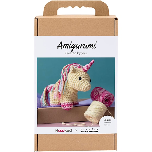 Produktbild 1 för DIY Kit Amigurumi , Enhörning, regnbågsfärger, 1 förp.