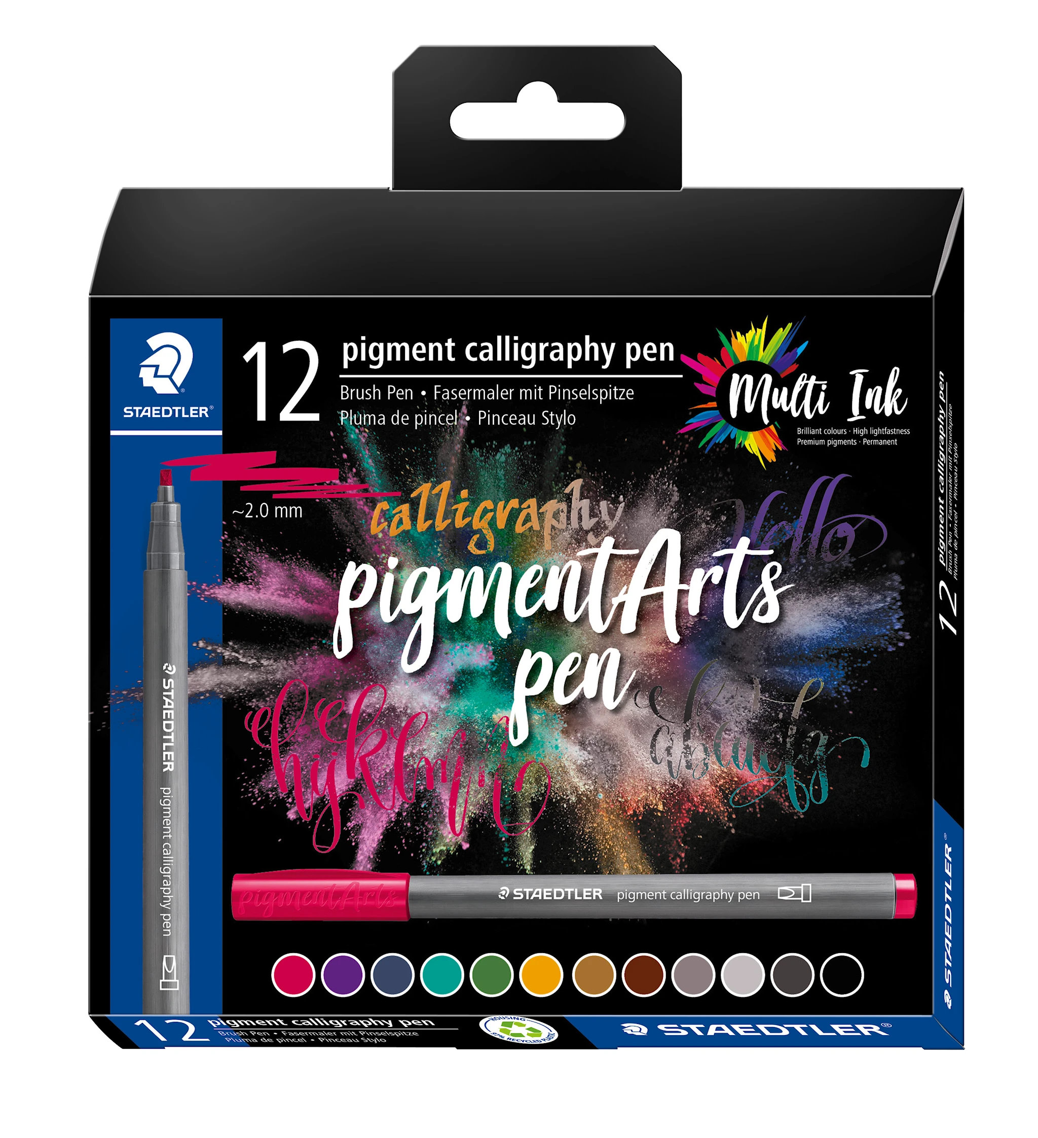 Produktbilde for Kalligrafipenn Pigment 12-pakning Staedtler